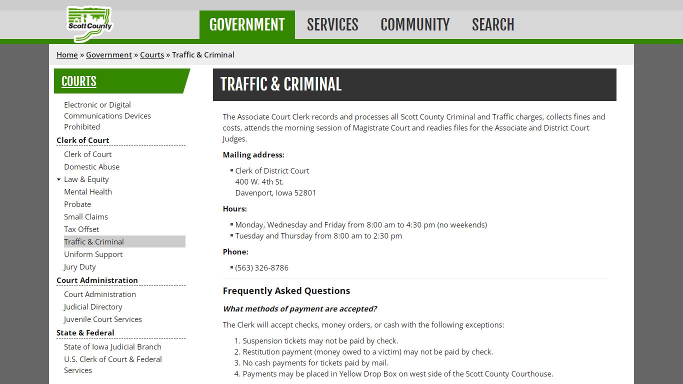Traffic & Criminal | Scott County, Iowa