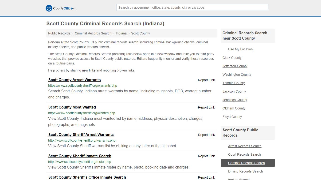 Criminal Records Search - Scott County, IN (Arrests, Jails ...