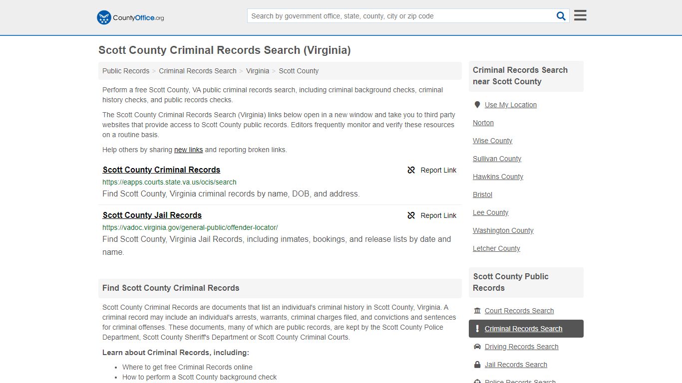 Criminal Records Search - Scott County, VA (Arrests, Jails ...